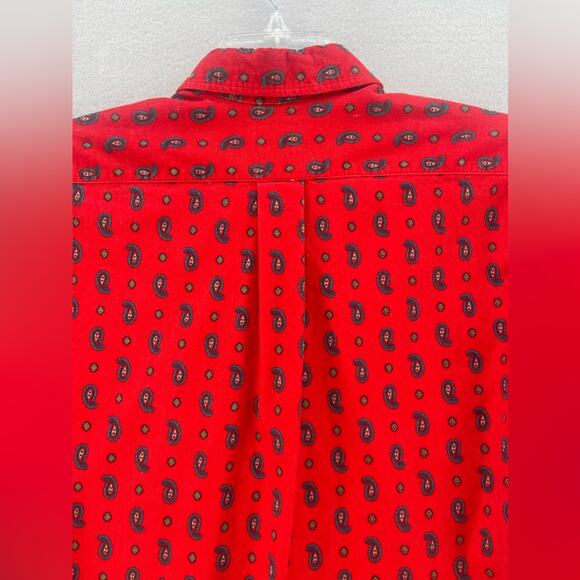 Vintage Eddie Bauer Red Corduroy Paisley Button Down Shirt Women’s Size 8 - Picture 6 of 16
